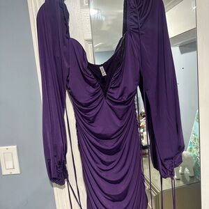 Lucy in the Sky- Elegant Purple Ruched Dress-Size Medium